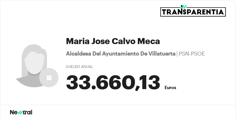 Conoce el salario público de Maria Jose Calvo Meca Transparentia
